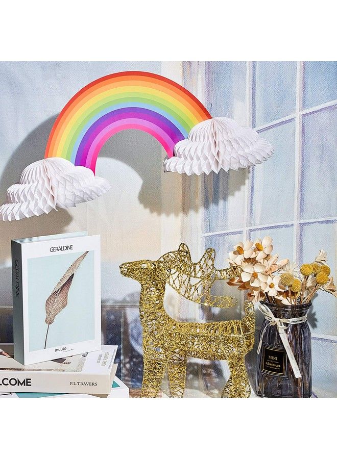 Rainbow Honeycomb Paper Centerpiece Rainbow Cloud Centerpieces Unicorn No Crease Converting Rainbow Centerpieces For Birthday Party Baby Shower Tables Decoration (2 Pieces)