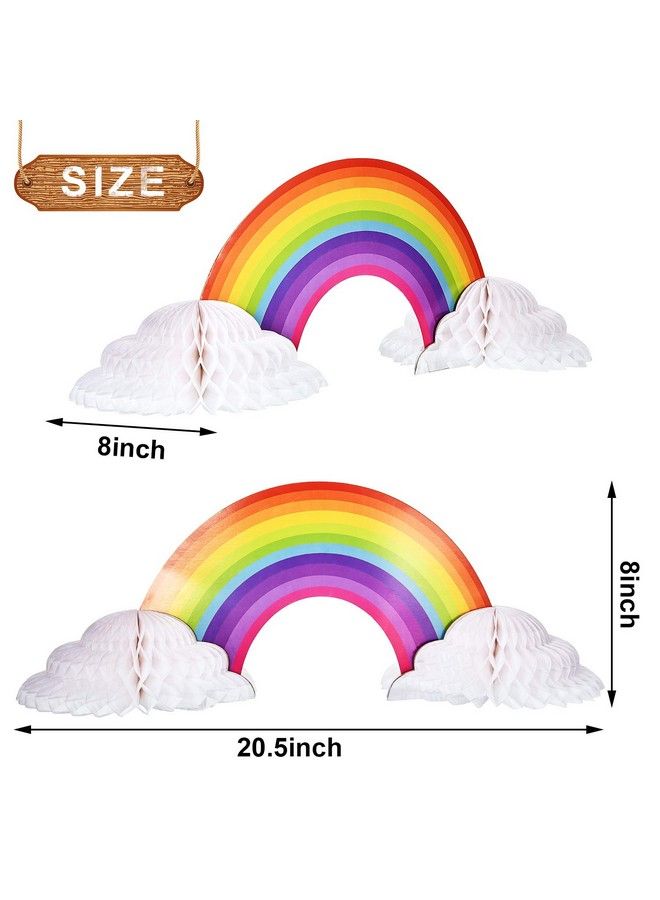 Rainbow Honeycomb Paper Centerpiece Rainbow Cloud Centerpieces Unicorn No Crease Converting Rainbow Centerpieces For Birthday Party Baby Shower Tables Decoration (2 Pieces)