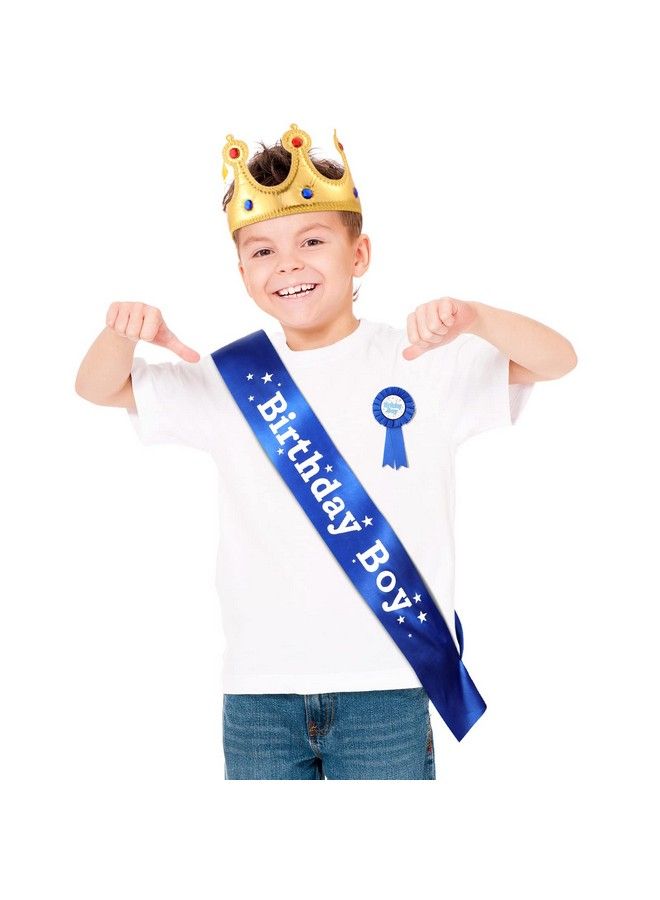 Birthday King Crown, Birthday Sash And Button Pins Birthday Party Accessory Set For Boys Kids Theme Birthday Dress Birthday Party Decoration