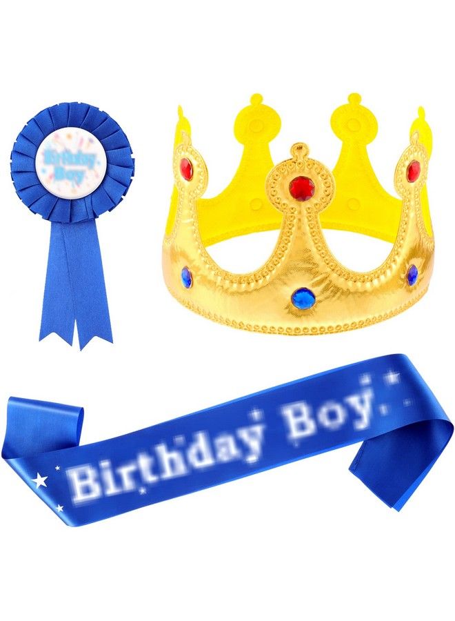 Birthday King Crown, Birthday Sash And Button Pins Birthday Party Accessory Set For Boys Kids Theme Birthday Dress Birthday Party Decoration