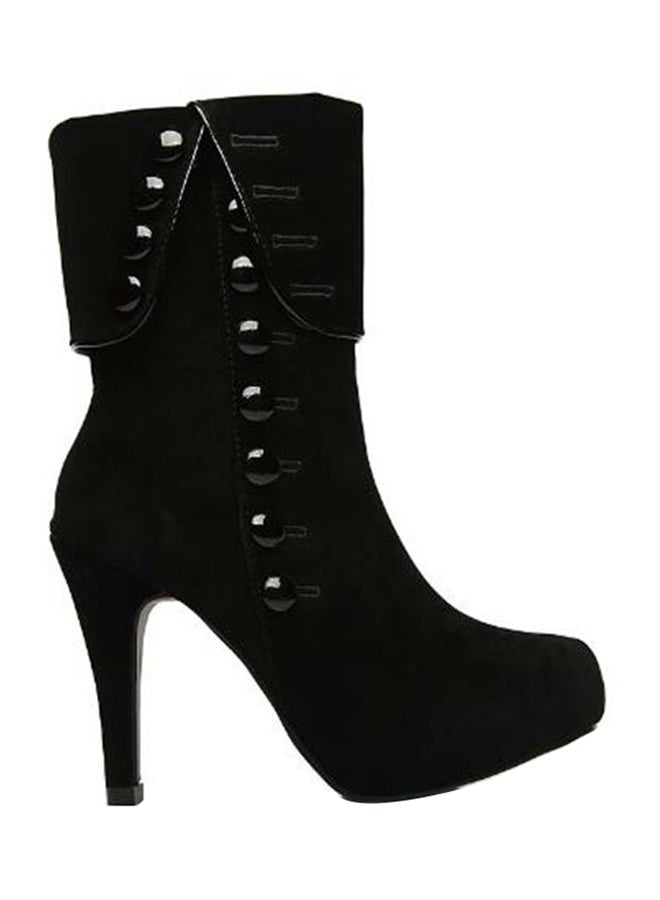 Zippered Closure High Heels Boots Black