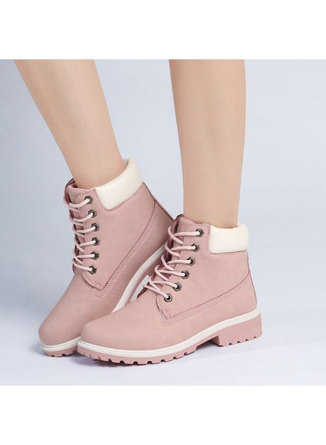 Low Heel Ankle Boots Pink