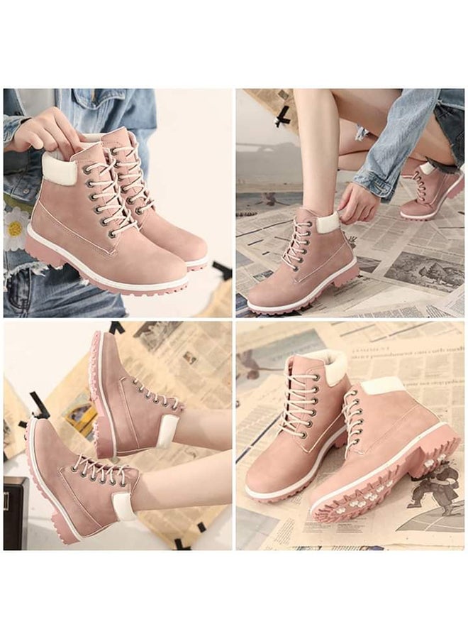 Low Heel Ankle Boots Pink