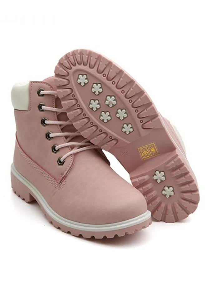 Low Heel Ankle Boots Pink