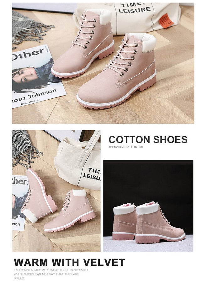 Low Heel Ankle Boots Pink