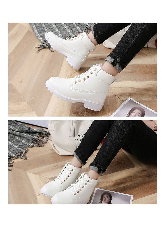 Low Heel Ankle Boot White