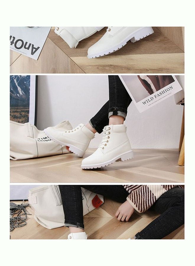 Low Heel Ankle Boot White