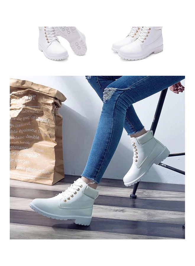 Low Heel Ankle Boot White