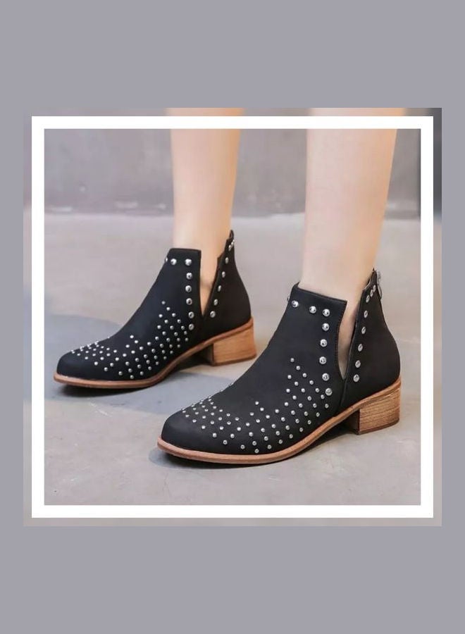 Embellished Design Ankle Boots Black