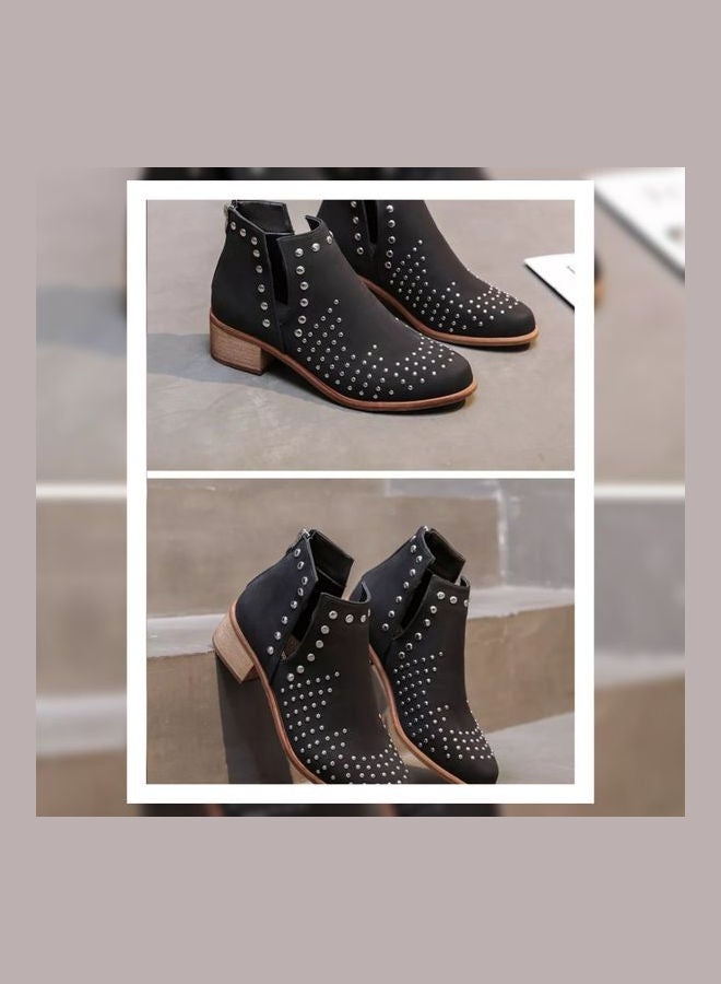 Embellished Design Ankle Boots Black