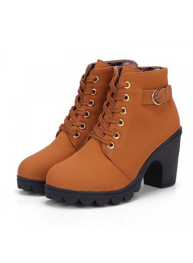 High Top Stylish Ankle Boots Brown