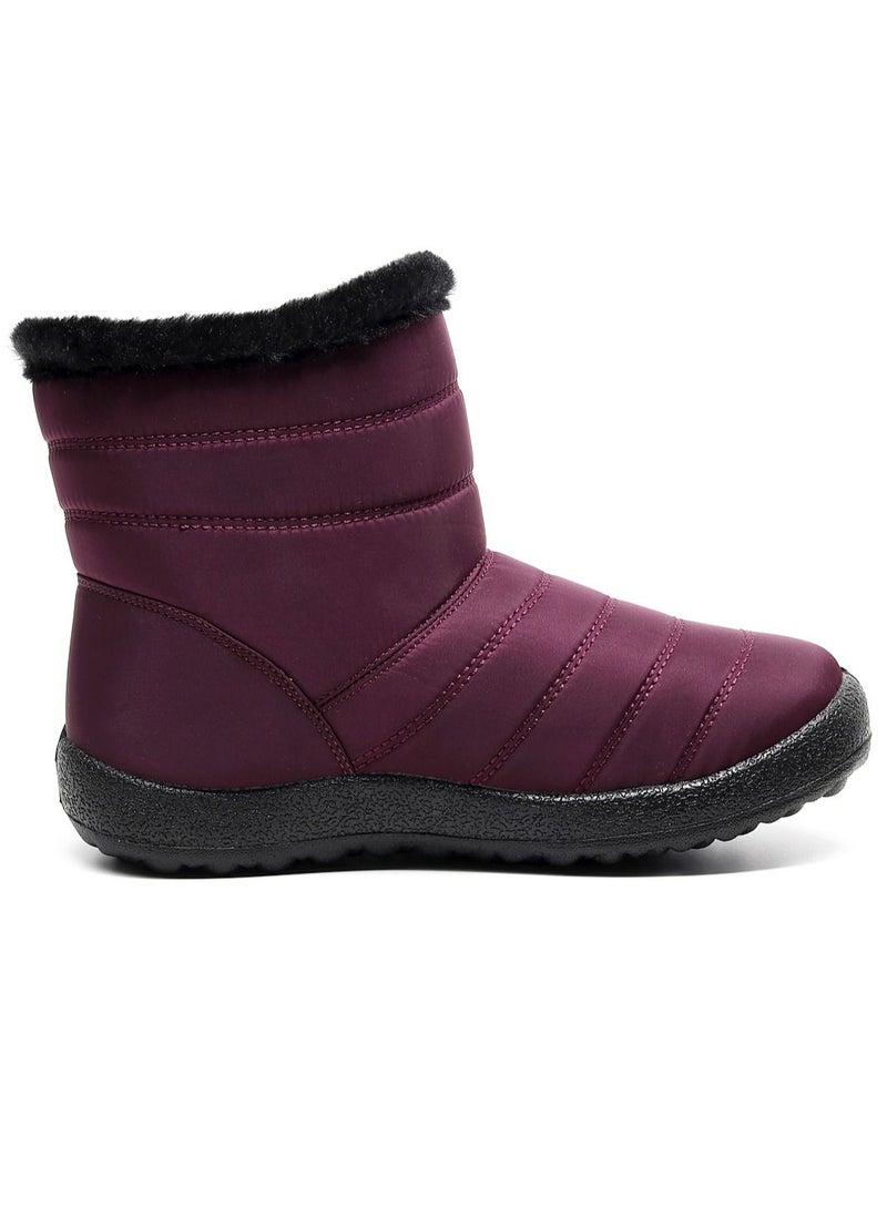 Ankle Boots Thermal Waterproof Cotton Boots Burgundy