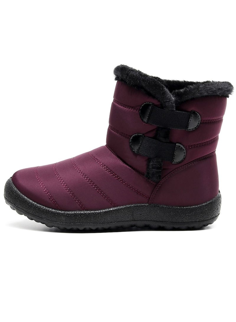 Ankle Boots Thermal Waterproof Cotton Boots Burgundy