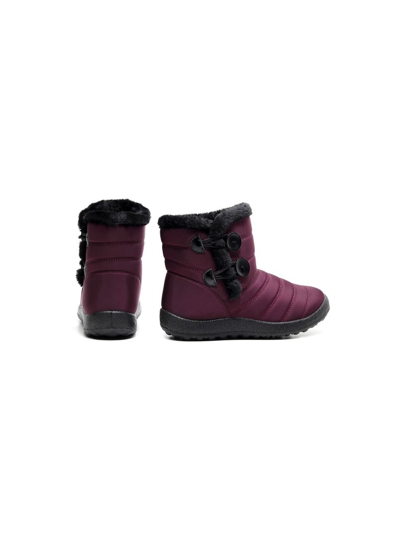 Women Slip-On Snow Boot Red