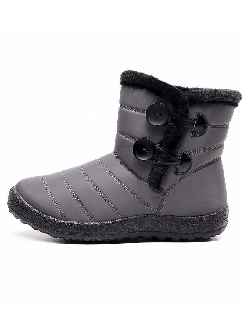 Ankle Boots Thermal Waterproof Cotton Boots Grey