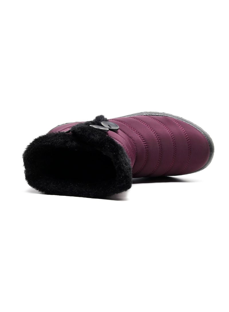 Ankle Boots Thermal Waterproof Cotton Boots Purple