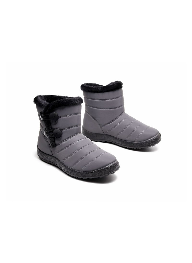 Women Slip-On Snow Boot Grey