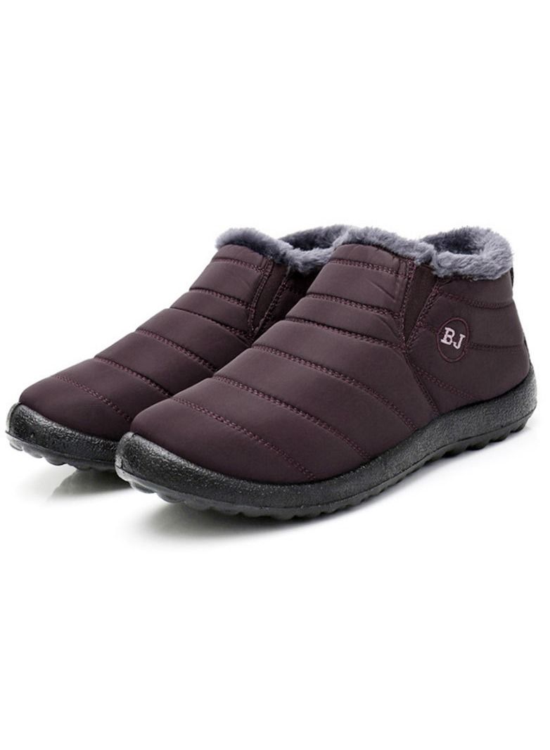 Women Ankle Boots Slip On Flat Casual Footwear Burgundy