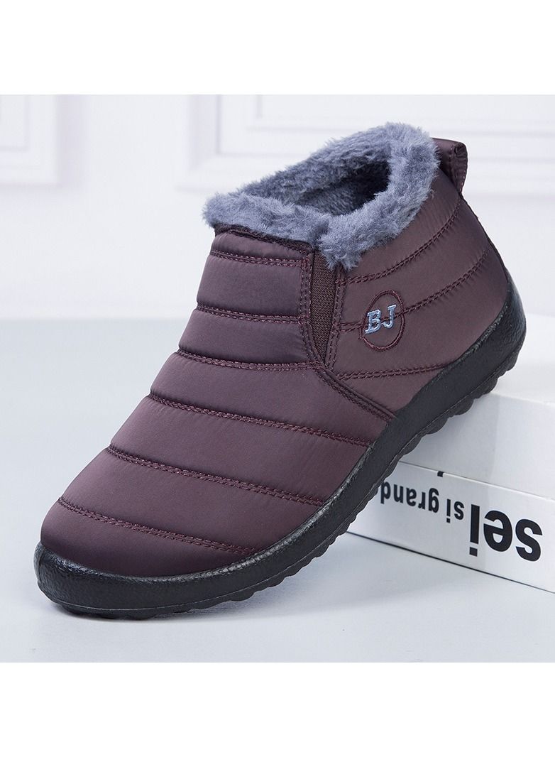 Women Ankle Boots Slip On Flat Casual Footwear Burgundy