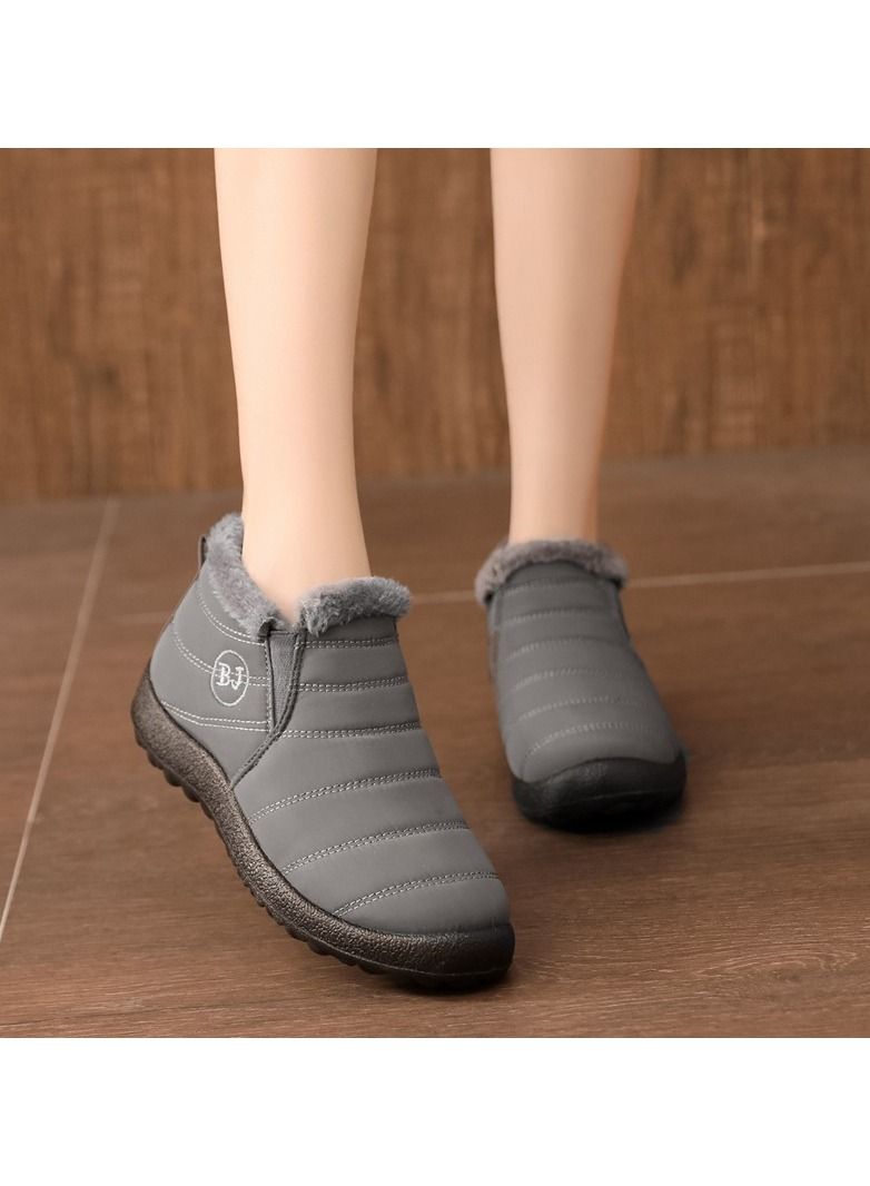 Women Ankle Boots Slip On Flat Casual Footwear Grey