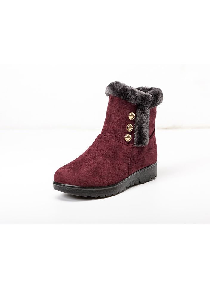 Women's Soft Soled Cotton Boots Wine Red