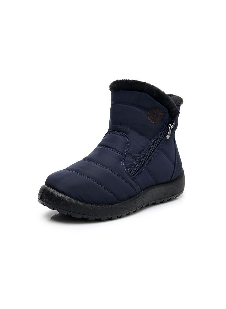 Women's Thickened Waterproof And Anti Slip Cotton Boots, Snow Boots Blue