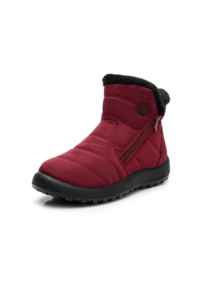 Women's Thickened Waterproof And Anti Slip Cotton Boots, Snow Boots Red