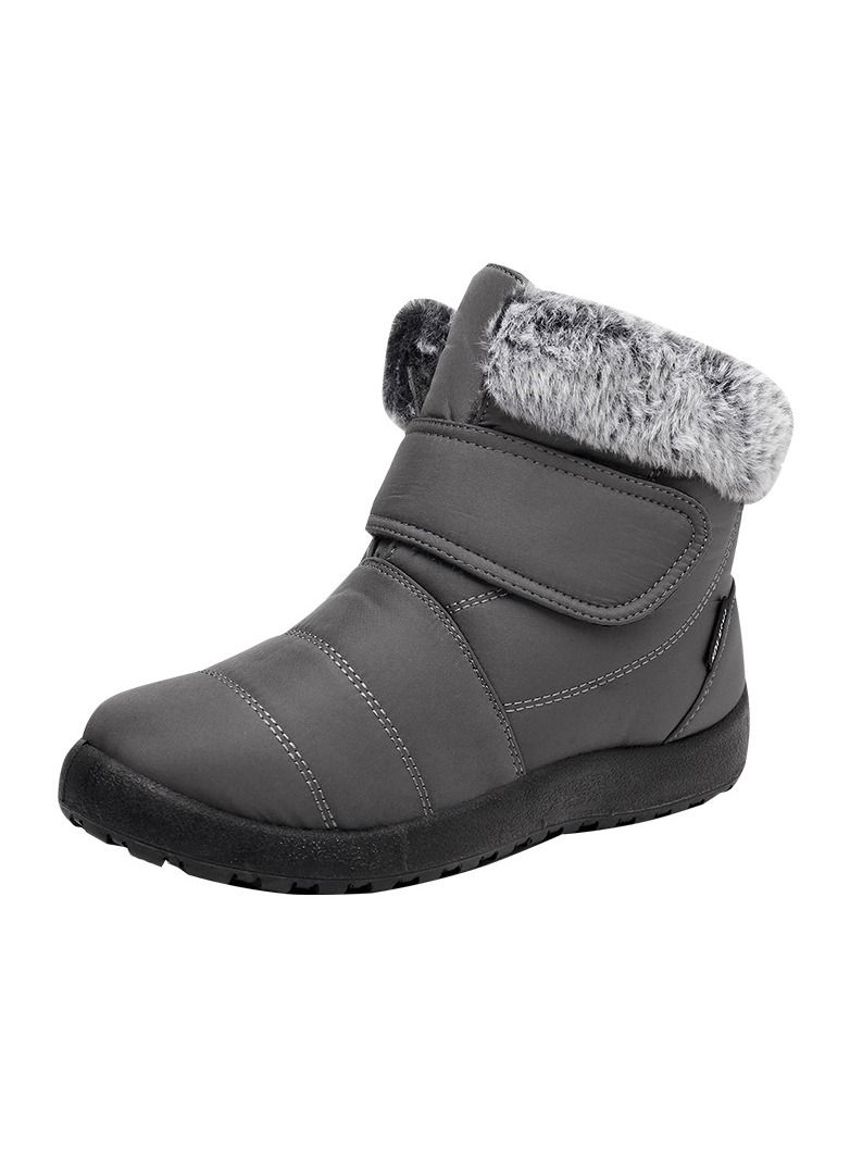 Women's Warm Plush And Thick Waterproof Cotton Boots Grey