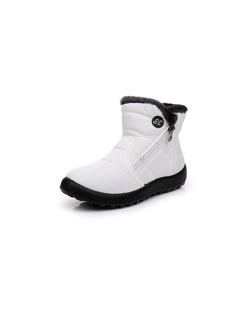 Women's Thickened Waterproof And Anti Slip Cotton Boots, Snow Boots White