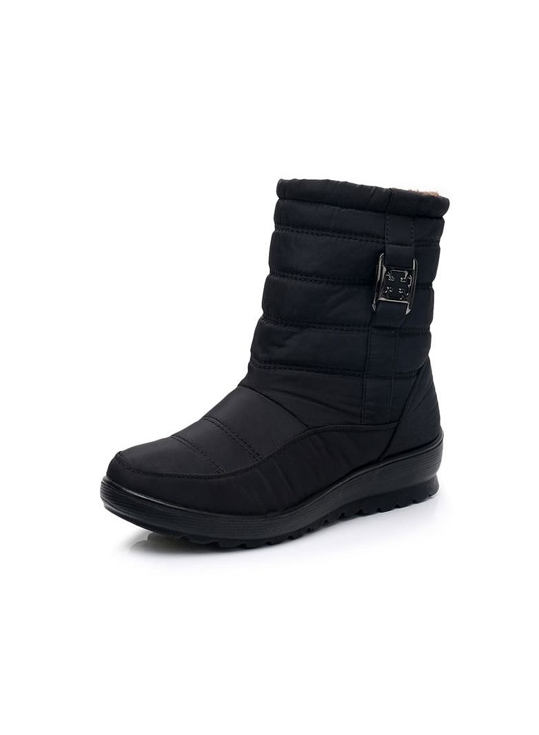 Women's Winter Waterproof Cow Tendon Bottom With Plush Insulation Cotton Boots Black