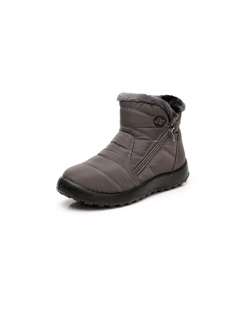 Women's Thickened Waterproof And Anti Slip Cotton Boots, Snow Boots Dark Grey