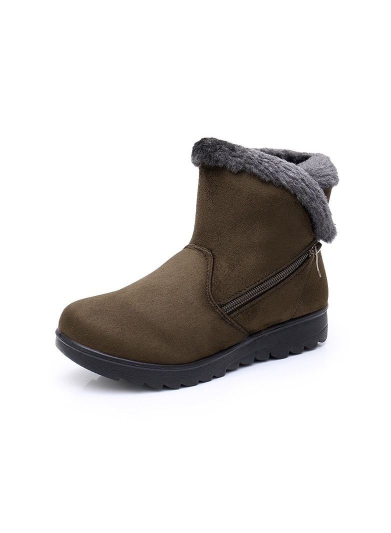 Women's New Warm Snow Boots Cotton Army Green