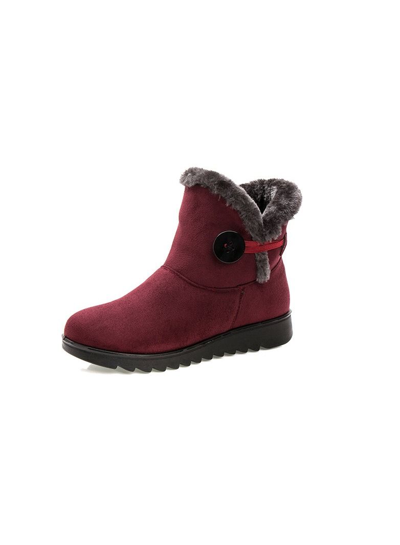 Women's Cotton Shoes, Warm Cotton Boots Wine Red