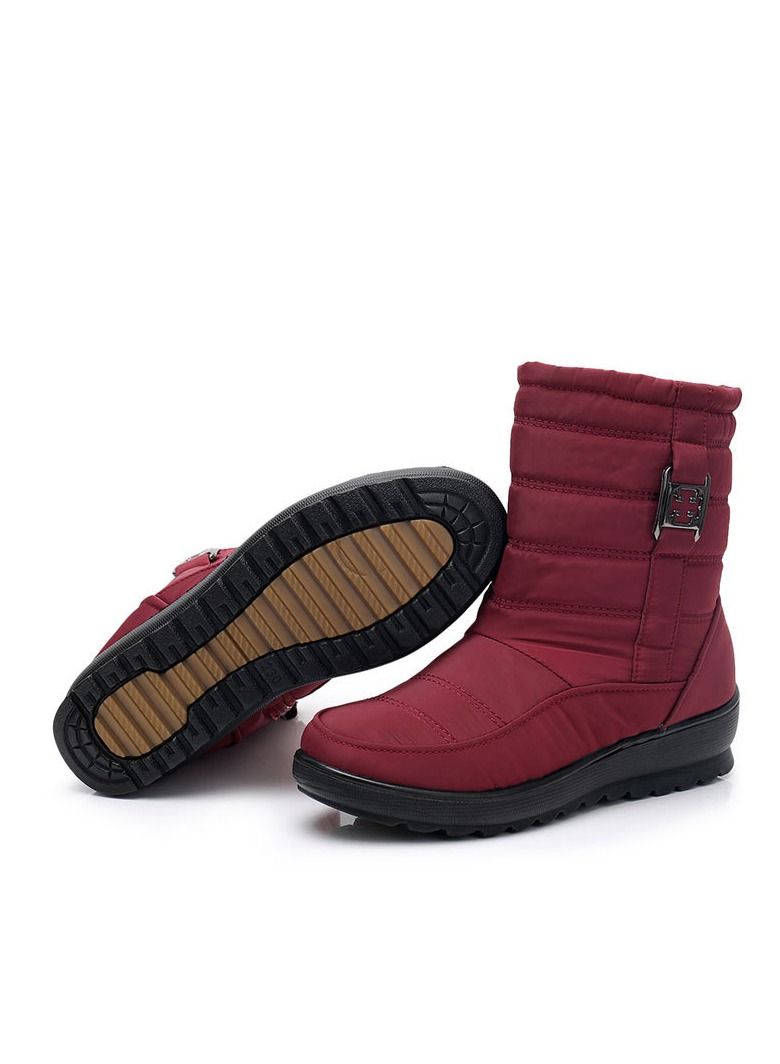 Women's Winter Waterproof Cow Tendon Bottom With Plush Insulation Cotton Boots Red