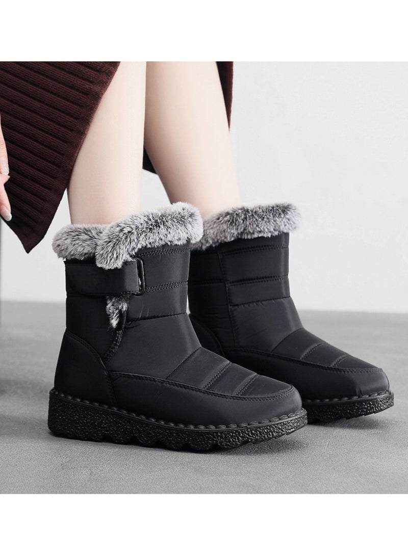 Women's Medium High Top Anti Slip Cotton Shoes Black