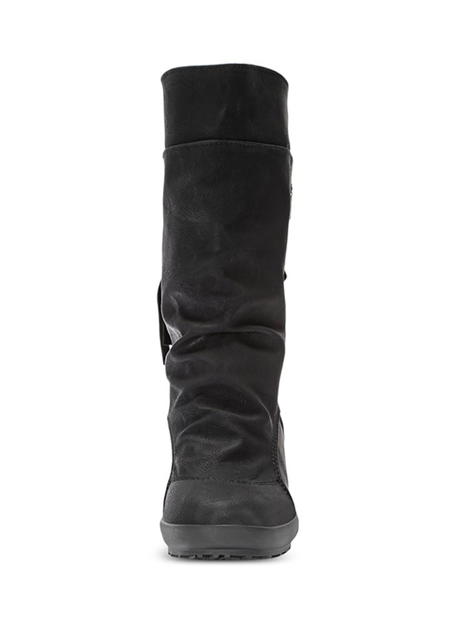 Lace-up Slouch Boot Black