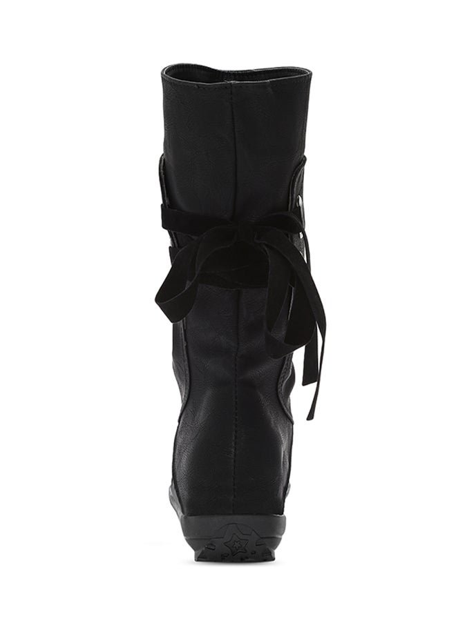 Lace-up Slouch Boot Black