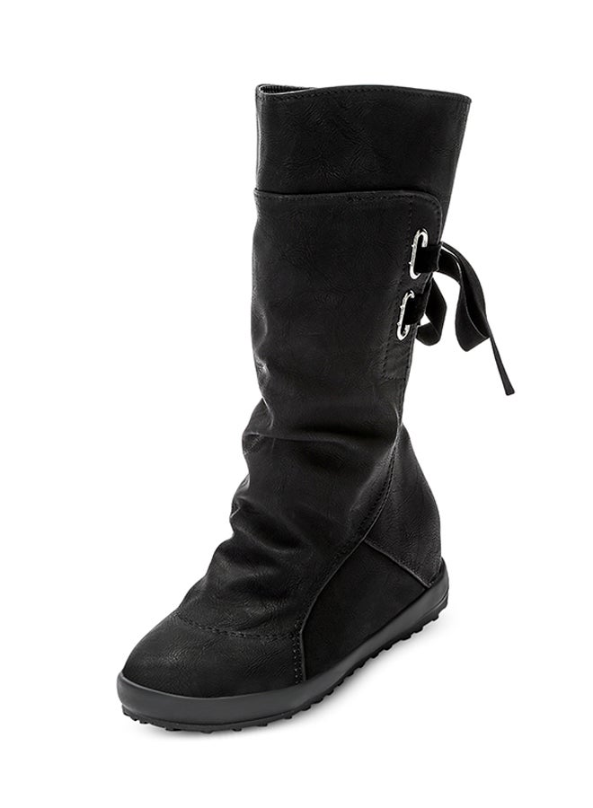 Lace-up Slouch Boot Black