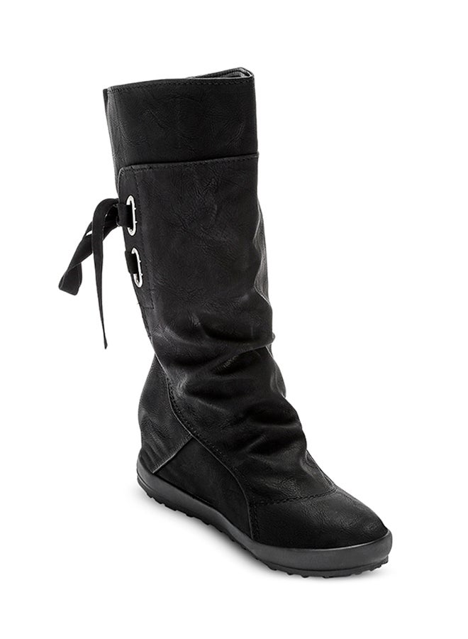 Lace-up Slouch Boot Black