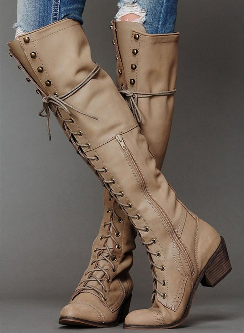 Fashion Knee High Boots For Women Brown