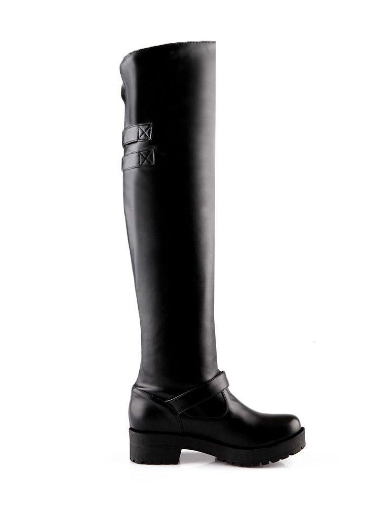 Martin Block Heel Knee High Boots Black