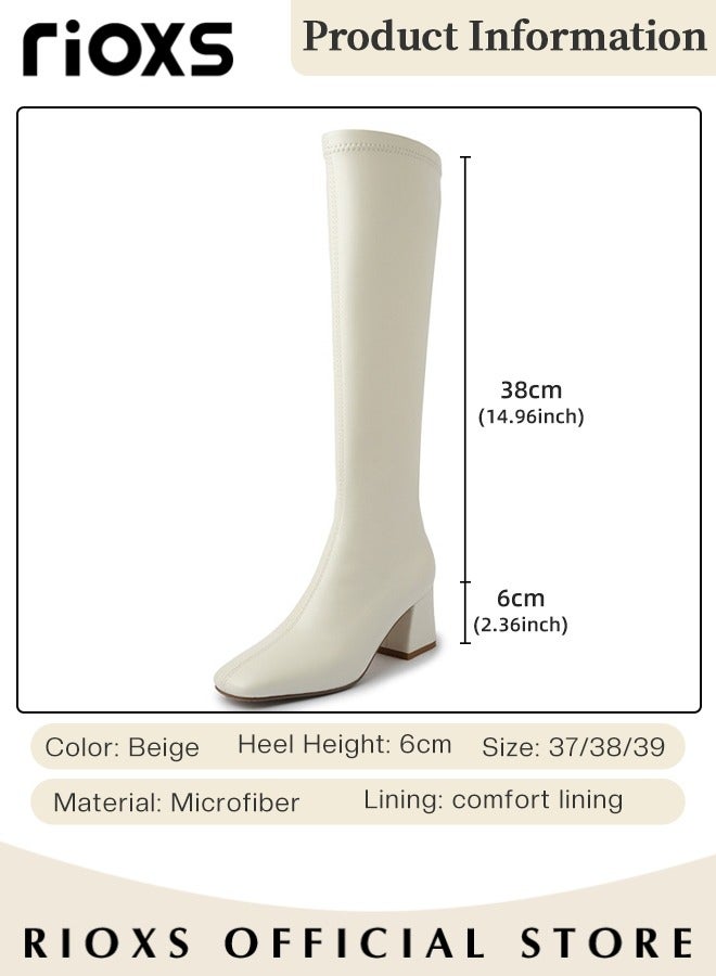 Women's Over The Knee High Boots, Ladies Classic Thigh High Boots, Side Zipper Mid-heel Rider Boots, Fashionable Comfortable Knee High Boots, Long Tube Knee-Length Boots, Versatile Enough to Suit Various Occasions