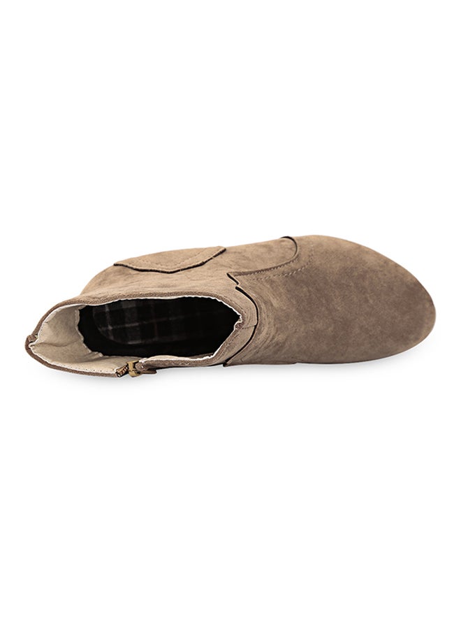 Patchwork Design Scrub Ankle Booties Khaki