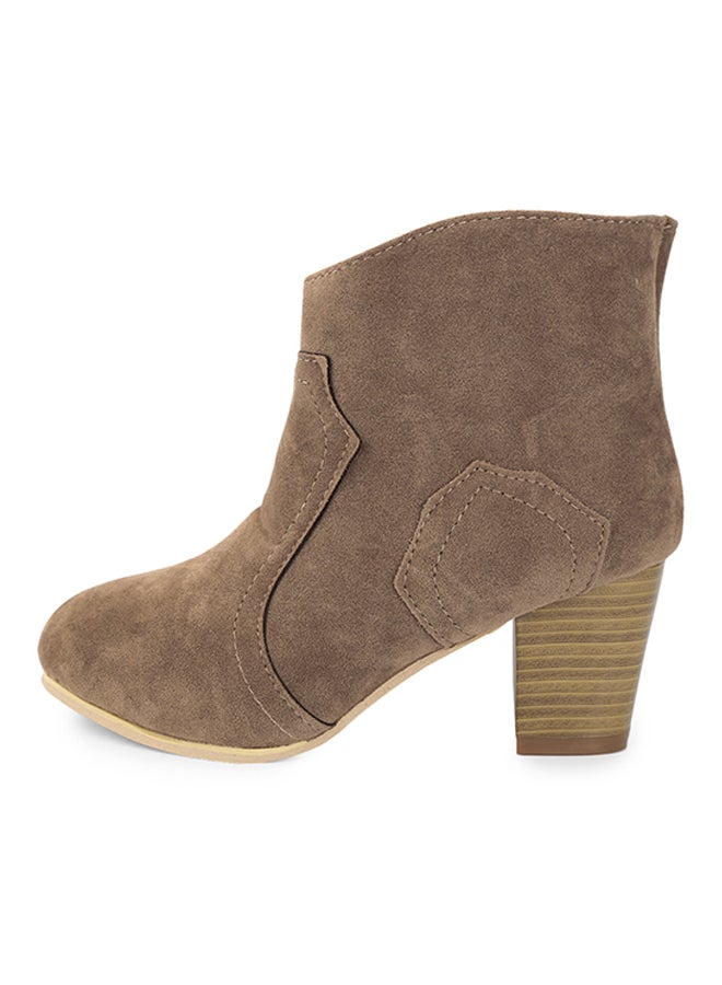 Patchwork Design Scrub Ankle Booties Khaki