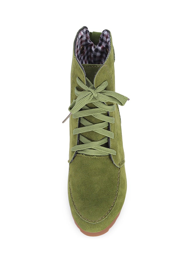 Lace-Up Elevator Boot Green