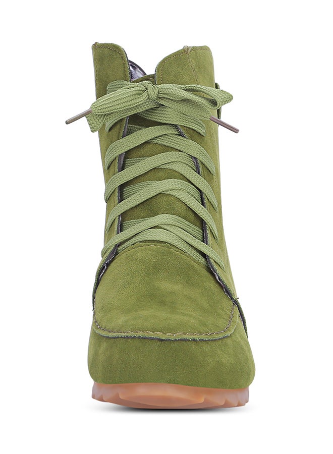 Lace-Up Elevator Boot Green