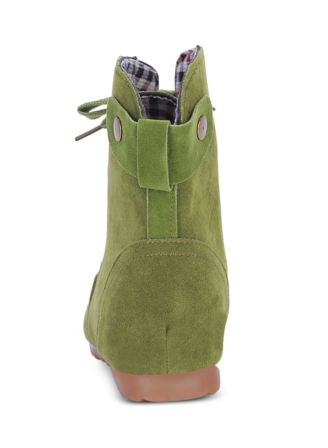 Lace-Up Elevator Boot Green