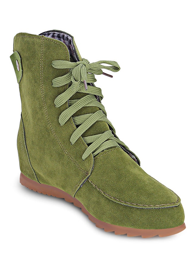 Lace-Up Elevator Boot Green