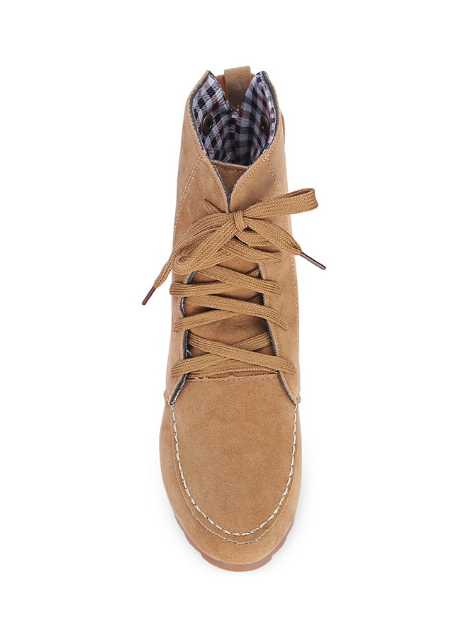 Lace-Up Elevator Boot Tan