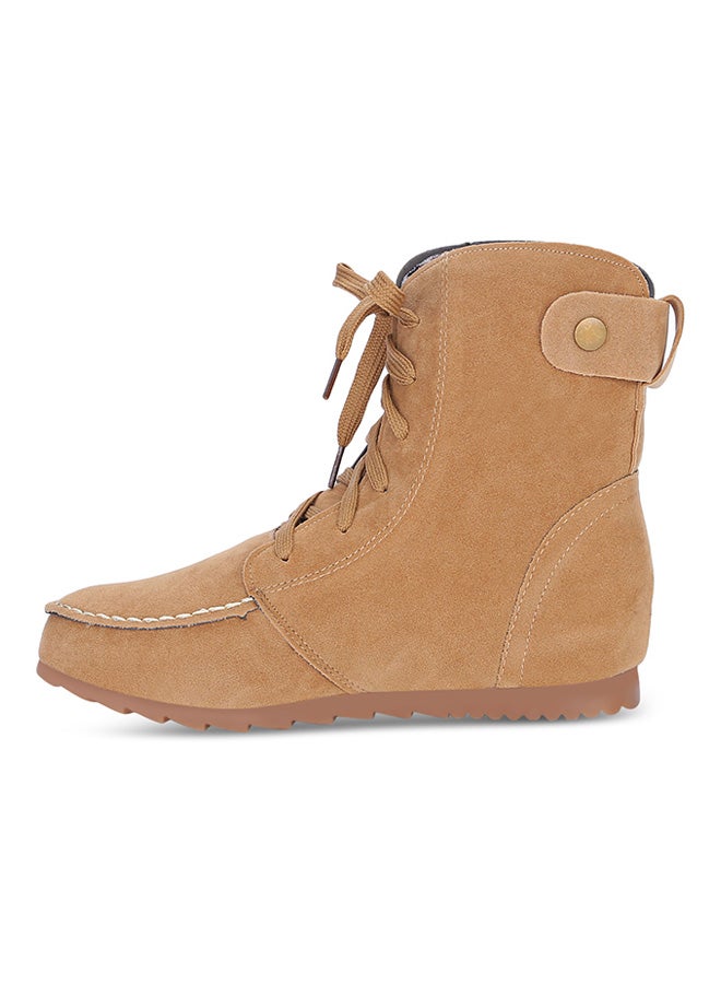 Lace-Up Elevator Boot Tan